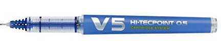 Pilot V5 Cartridge System Liquid Ink Rollerball 0.5mm Tip- Blue, Box of 10, BXC-V5-L-BG