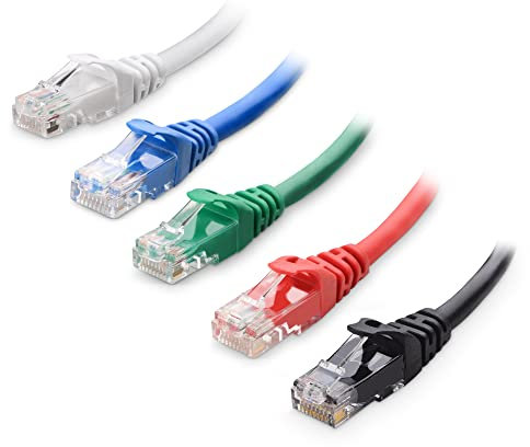 Cable Matters 10 Gbit/s Câble Ethernet Court, Combo 5 Couleurs Cat6 snagless 30cm (Câble Ethernet Cat 6, Câble RJ45 Cat 6) 0,3 mètres