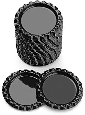 IGOGO 100 PCS Flattened Chrome Bottle Caps – Chrome Black, 1 Inch Smooth DIY Craft Caps for Jewelry Making, Hair Bows, Resin Projects, Pendants, Scrapbooking, Art Projects