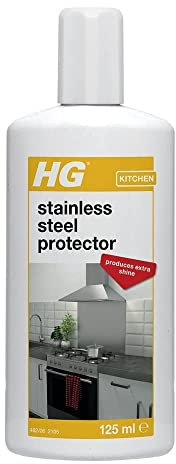 HG Stainless Steel Protector, Quick Shine & Polish Finish for Chrome, Aluminium, Steel & Other Metal Surfaces, Streak Free Shiny Finish with Protective Layer Guard – 125 ml (482012106)