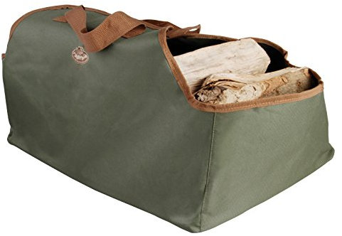 Esschert Design Kaminholz-Tragetasche, Brennholztasche in grün, ca. 59 cm x 40 cm x 39 cm