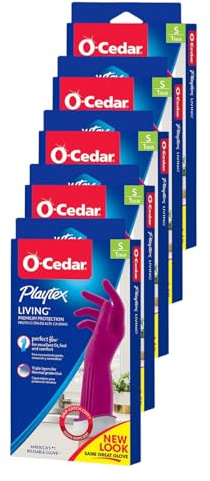 Playtex Living Reuseable Rubber Cleaning Gloves (Small, 5 Pairs), Premium Protection Reusable Household Gloves
