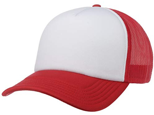 Hutshopping 70er Rapper Cap Truckercap Meshcap Kappe Mütze Basecap (One Size - rot)