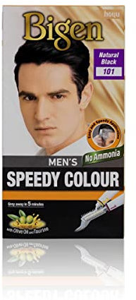 Bigen Men's Speedy Colour | Easy & Speedy Application | No Ammonia | with Applicator Comb - 101 Natural Black