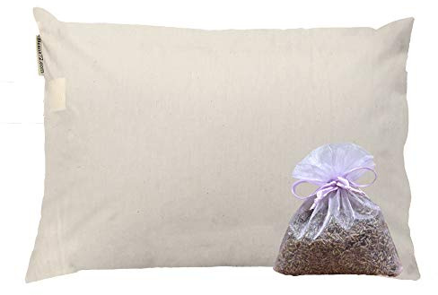 beans72 Organic Aromatherapy Buckwheat Pillow - King Size(20 inches x 36 inches) Made in USA