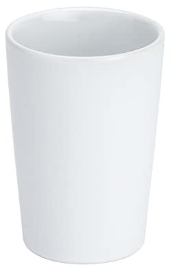 WENKO Gobelet Coni Blanc céramique - Porte-Brosse à Dents pour la Brosse à Dents et Le Dentifrice, Céramique, 7.5 x 10.7 x 7.5 cm, Blanc