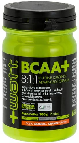 BCAA+ 8:1:1 polvere - Per Favorire il Miglioramento della Sintesi Proteica - Formato 100 g - Gusto Arancia