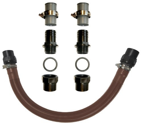 REGENTONNENVERBINDER für REGENTONNE und REGENFASS, REGENTONNEN-VERBINDUNGSSET für REGENWASSERTANK mit VERBINDUNGSSCHLAUCH in grau/braun und WANDDURCHFÜHRUNG (ca. 32mm= 5/4 Zoll) (Braun)