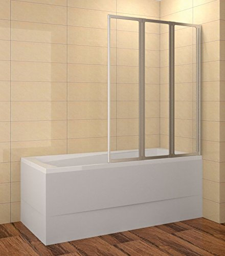 Folding Bath Screen 100 cm Bath Attachment 100 x 135 cm (L x H) Shower Enclosure Bath 3-Piece ESG 4 mm ELOX