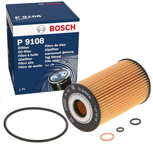 Bosch P9108 Filtro de Aceite para Coche - Separa Hollín y Partículas Metálicas del Aceite del Motor, con una Fiable Lubricación del Motor