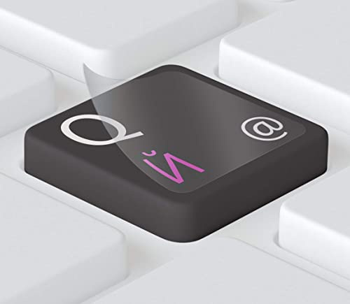 Keystickers ® | 11 x 13 mm - botten | ryska klistermärken för PC/laptop och bärbara tangentbord, transparent matt folie | färg: rosa | Holländska keyboard-klistermärken