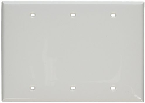 Leviton 3-Gang Blank Wallplate, Standard Size, Thermoplastic Nylon, 80735-W, White