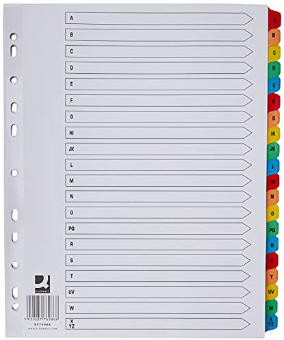 Q-Connect 20 Part A-Z Index Extra Wide Reinforced Multi-Colour Tabs