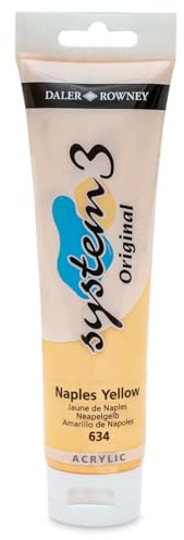 Daler-Rowney System 3 Acrylfarbe, Tube, 150 ml Tube – Neapel Gelb