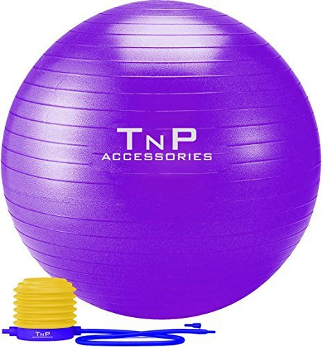 55 to 85cm Anti-Burst Fitness Exercise Ball For Yoga, Pilates Training, Maternity, Balance, Stability, Fitness, Gym Swiss Ball With Pump (Purple-Coloured, 65cm)