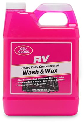 Gel GLOSS RV Wash & Wax - Clean, Streak-Free Finish, Reduced Water Spotting, pH Neutral, Concentrated Carnauba Wax Formula, Provides A Deep Gloss Finish on RVs, Campers, and Motorhomes. 32 oz