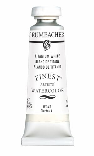 Grumbacher Finest Watercolor Paint, 14 ml/0.47 oz, Titanium White