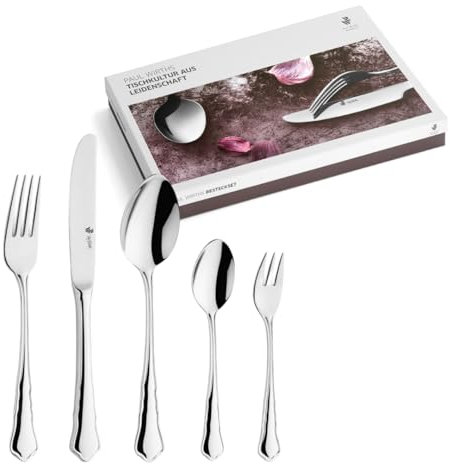 PW Paul Wirths CHIPPENDALE 7700 Besteck Set für 6 Personen, Essbesteck 30 teilig, Edelstahl poliert & rostfrei, spülmaschinenfest, Tafelbesteck mit Besteckkasten…