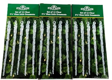 Kurt Adler 5-1/4-Inch Glass Icicle Ornament 36-Piece Box Set