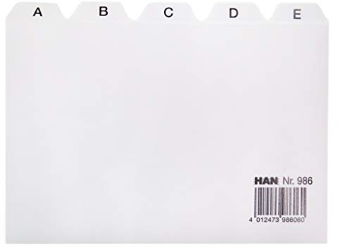 Han 986 - Separadores para cajas (DIN A6, letras A-Z, polipropileno), color gris