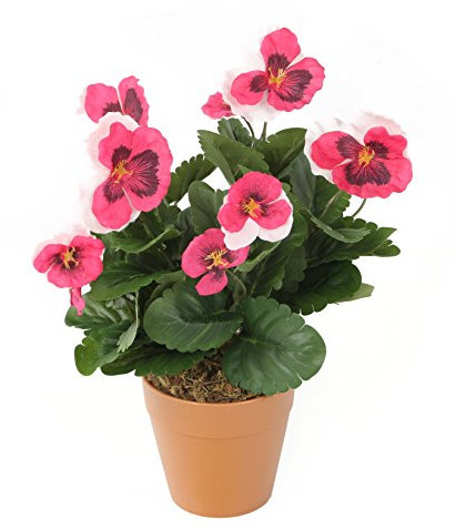 Closer2Nature Artificial 30cm Pink Pansy Plug Plant, Bedding Plant Bunch for Indoors in Home, Office or Outdoor Foliage in Garden