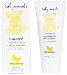 Babycoccole DENTINIFRICIO BANANOSO. Dentifricio per Bambini da 0 a 6 anni all'aroma naturale di Banana. Rinforza i denti, previene le carie. Con il giusto apporto di fluoro, calcio e vitamine - 75 ml