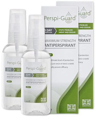 Perspi-Guard Maximum Strength Antiperspirant Spray, Strong Deodorant for Excessive Sweating, Hyperhidrosis Antiperspirant for Men & Women, 50ml, 2pk