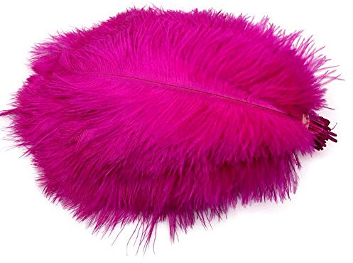 Sowder 50pcs Natural 8-10inch(20-25cm) Ostrich Feathers Home Wedding Decoration(Fuchsia)