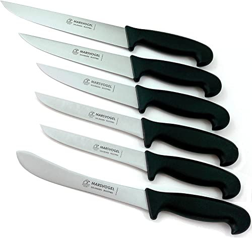 6-tlg. Metzgermesser Set schwarz Marsvogel Solingen