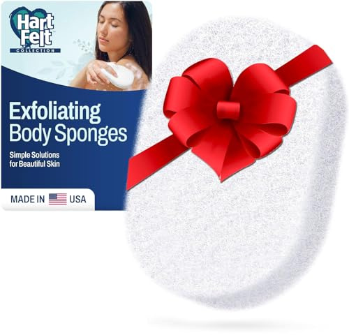 HartFelt Bath Sponge | Soft Exfoliating Body Sponge for Dead Skin | Chemical-Free Bath Scrubber for Body | Cleanses Skin from Dirt & Excess Oil | Made in USA - 1 Count