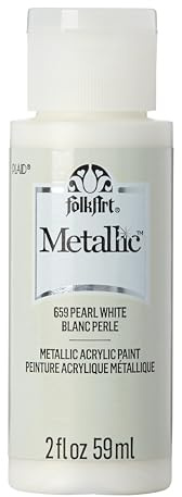 FolkArt K659 Metallic Acrylic Paint in Assorted Colors (2 oz), 6102, 2 Ounce Pearled white