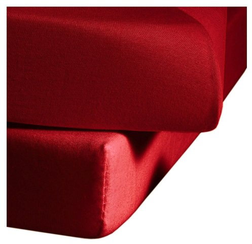fleuresse Jenny C klassisches Jersey-Spannlaken, 100% Baumwolle, mit praktischem Rundumgummi, Fb. Bordeaux-Rot, Größe 200 x 200 cm, auch passend für 180/190 x 200