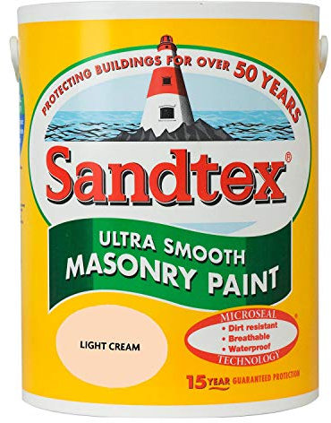 Sandtex masonry paint, 5 litres, ultra smooth brickwork, yellow