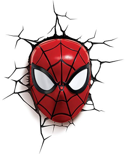 3D Light FX 816733002224 Spiderman Marvel Spider Man Mask 3D Wall Light, Plastic, Red