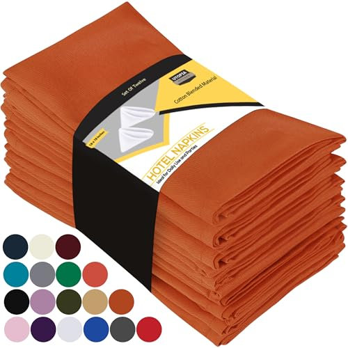 Utopia Kitchen Stoffservietten [12er Pack, Orange] 46x46 cm Waschbare Tischservietten für Hotel, Mittagessen, Restaurant, Hochzeiten, Veranstaltungen und Partys
