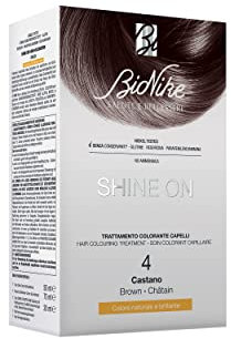 Bionike Shine On - Trattamento Colorante N.4 Castano, Kit Tinta per Cute Sensibile Senza Ammoniaca, Azione Nutriente e Protettiva, Dona un Colore Naturale e Brillante, Copre i Capelli Bianchi
