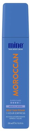 MINETAN BODY.SKIN My Moroccan Selbstbräunungsschaum - Ein besonders hydratisiertes, super dunkelbraunes Finish, 1-stündige Expressbräuner, Veganes Selbstbräunungs-Mousse, 200 ml