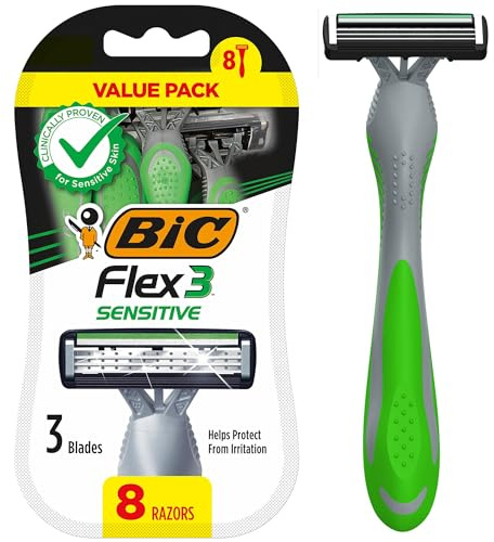 BIC Flex 3 Triple Blade Disposable Razor for Men, 8-Count