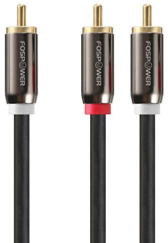 FosPower 1 RCA zu 2 RCA Dual Audiokabel (1,8m / Geschirmt / 24 Karat Vergoldet) 1 Cinch Stecker zu 2 Cinch Stecker Y Splitter Subwoofer-kabel