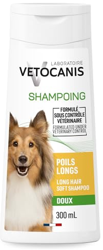 Vetocanis | Shampoing pour Chien | Démêlant Pour Poils Longs | Naturel, sans Silicone ni Parabène | Aspect Brillant et Soyeux | Formulé sous Contrôle Vétérinaire | Fabriqué en France | 300 ml