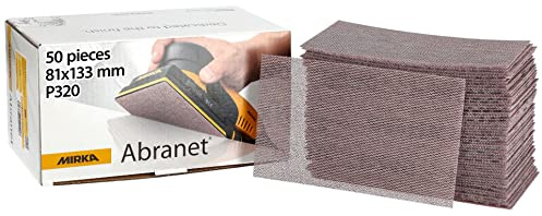 Mirka Abranet Bande abrasive en filet 81x133 mm autoagrippant/grain P320 / 50 pces/pour poncer le bois, le mastic, la peinture, le plastique / 5417805032