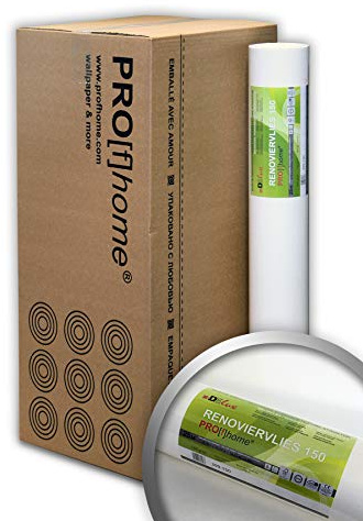 Profhome 399-150-9-AP Renoviervlies 150g Malervlies Saniervlies Anstrich-Vlies überstreichbare Öko-Vliestapete umweltschonend nachhaltig 168,75qm 1 Kart. 9 Rol. FSC® MIX Nr. TSUD-COC-001718-KR