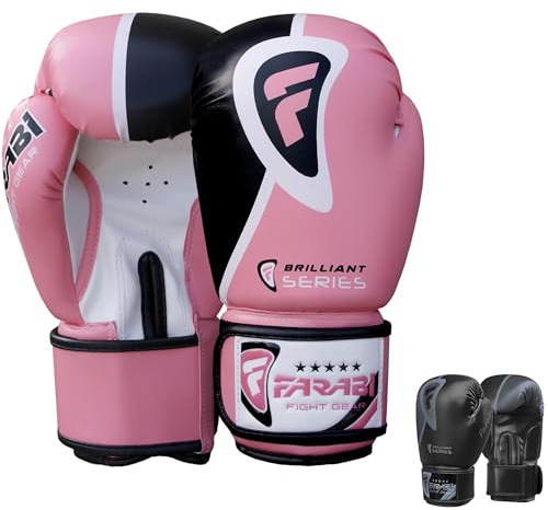 Farabi Sports Boxing Gloves Boxing Gloves for Training Punching Sparring Muay Thai Kickboxing Gloves (Pink, 12-oz)