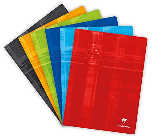 Clairefontaine 63341C – anteckningsbok, fransk linjering, DIN A4+, 24 x 32 cm, 96 ark, 90 g, blandade färger, 1 styck