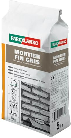 Parexlanko, Mortier Fin Gris, Mortier pour travaux de finition, petits scellements et joints de maçonnerie, 5kg