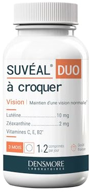 Densmore - SUVEAL Duo à Croquer - Complément Alimentaire Ophtalmologique à base de Lutéine, Zéaxanthine, Vitamines - Sans Omega 3 - 90 Comprimés - Cure de 1 à 3 mois - Fabriqué en France