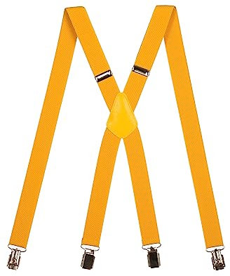 Olata Unisex Skinny Style helt justerbar X-formklämma på hängslen, 2,5 cm - Gul