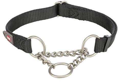 TRIXIE Premium tågstopp halsband storlek L – XL: halsomkrets 45–70 cm/25 mm i svart – steglöst justerbart hundhalsband för stora till mycket stora hundar, enkel stängning, 202901