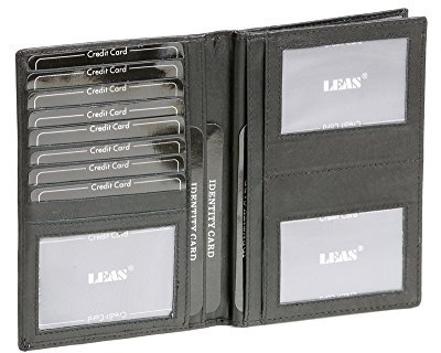 LEAS Brieftasche in Buchform Echt-Leder, schwarz Special-Edition