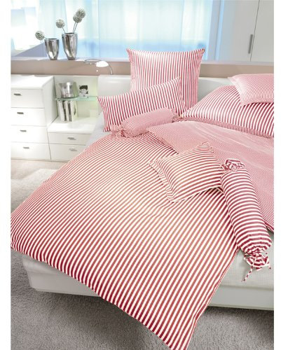 Janine Bettwäsche Modern Classic 3912 dunkelrot - 01 Nackenrolle Schmalstreifen 15x40 cm